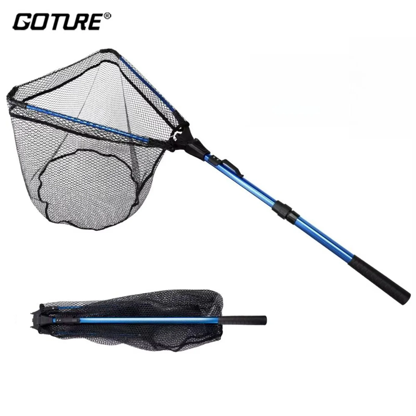 Goture Telescopic Fishing Landing Net 1.02M 1.65M 2.2M , Rubber Mesh Design,Folding Easy To Catch Safe Catching Releasing - view 2