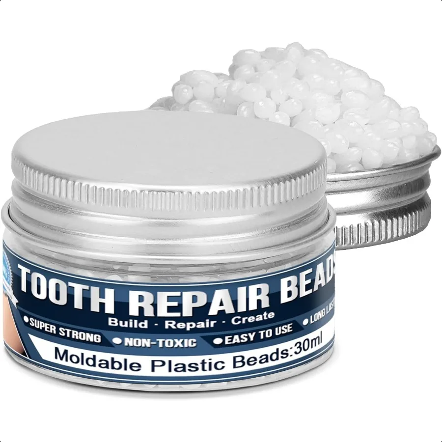 30ml Tooth Repair Kit Moldable Tooth Replacements Kit Moldable Plastic Thermoplastic Beads Reusable Thermal Beads for Crafts DI