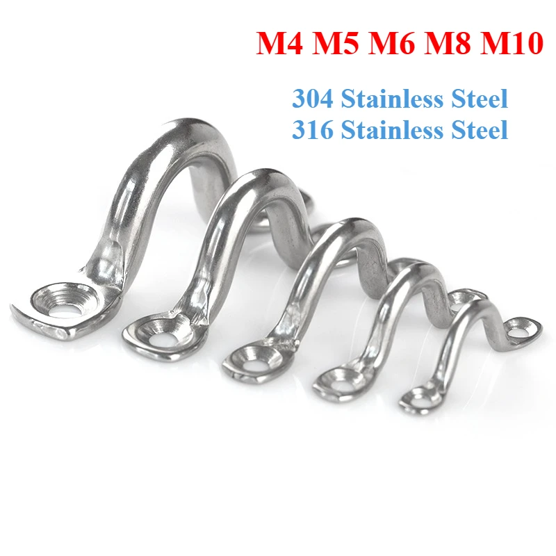 1-5PCS M4-M10 304/316 Stainless Steel Wire Eye Strap Boat Marine Tie Down Fender Hook Canopy Engines Accessories for Boat Yacht