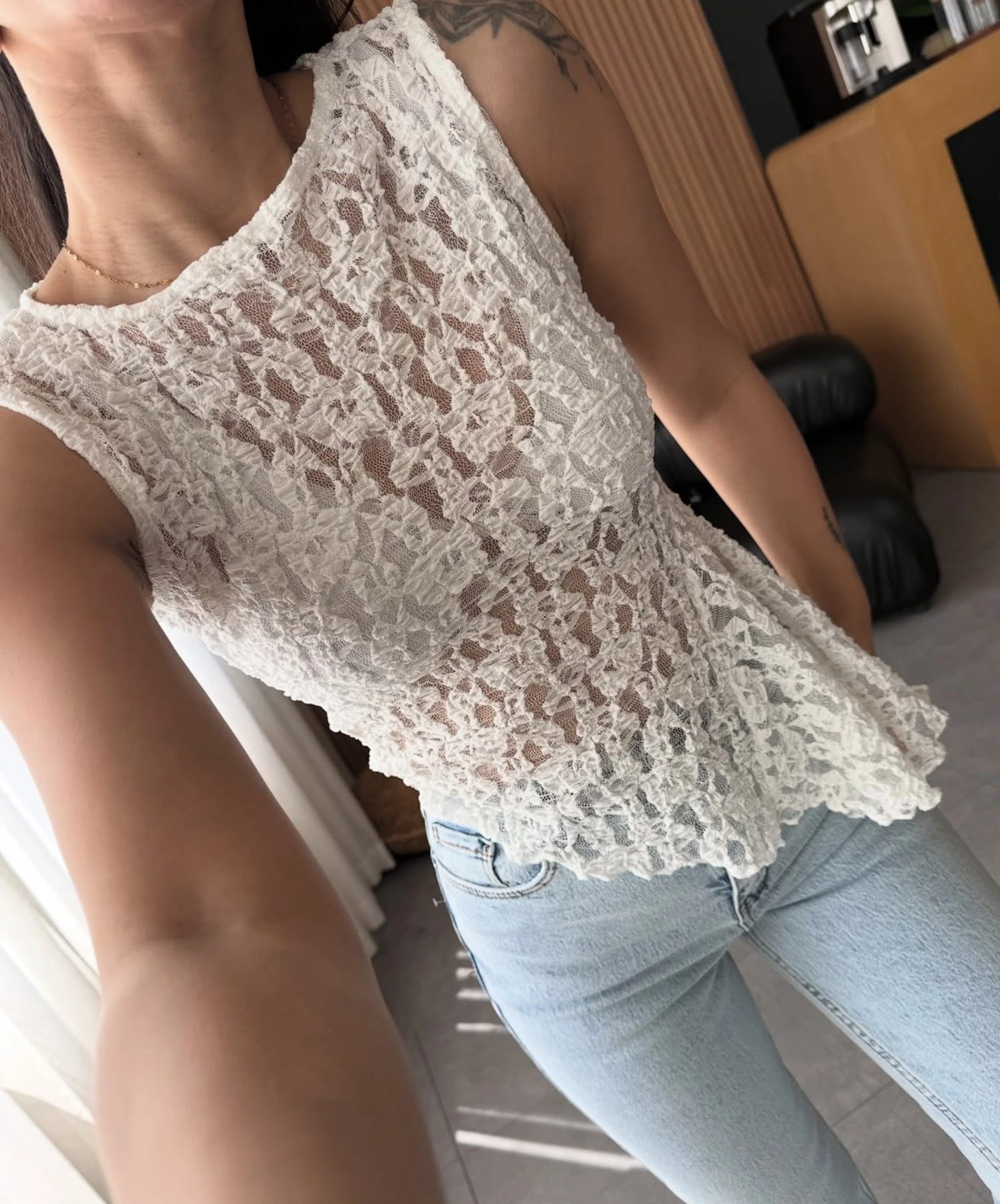 

2025 Top Selling Women's Lace Shirt with Crooked Waist and Irregular Diagonal Swing Tank Top