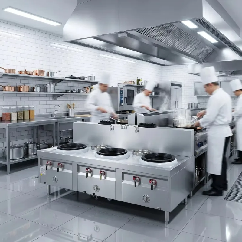 Energy Saving Commercial Gas Wok Stove 3 Burners Stainless Steel New Design for Restaurant Cooking Equipment Custom