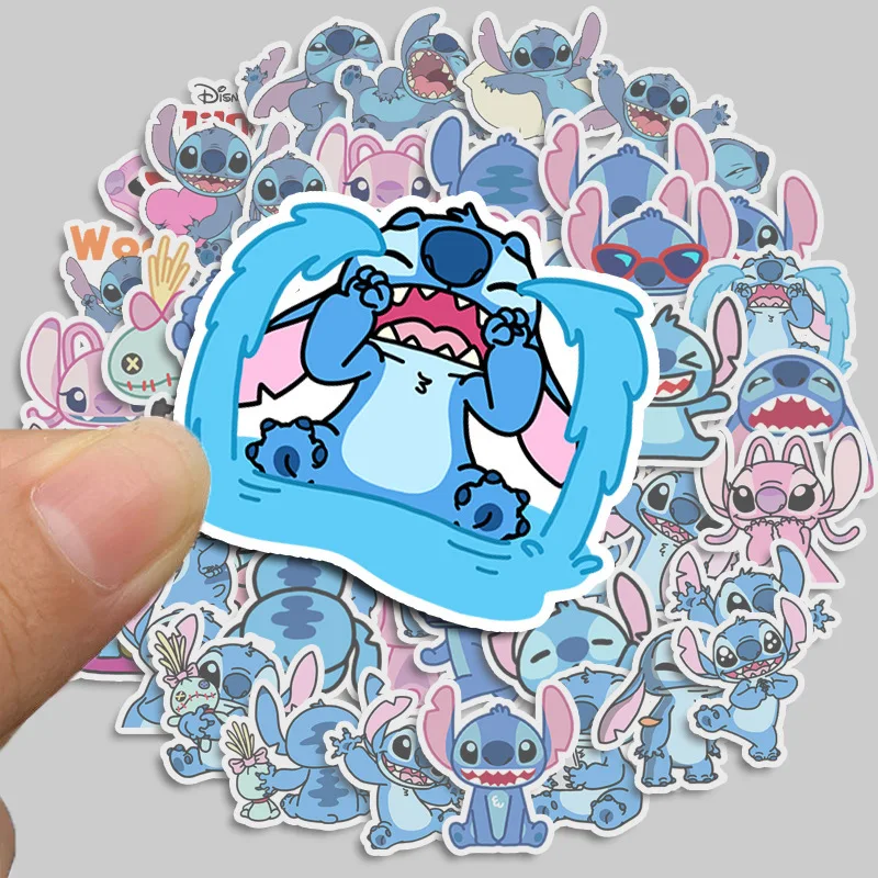 50PCS Lilo & Stitch Stickers Cute Cartoon Draw-bar Frame Notepad Waterproof Sticker No-repeat Multifunctional Stick Holiday Gift