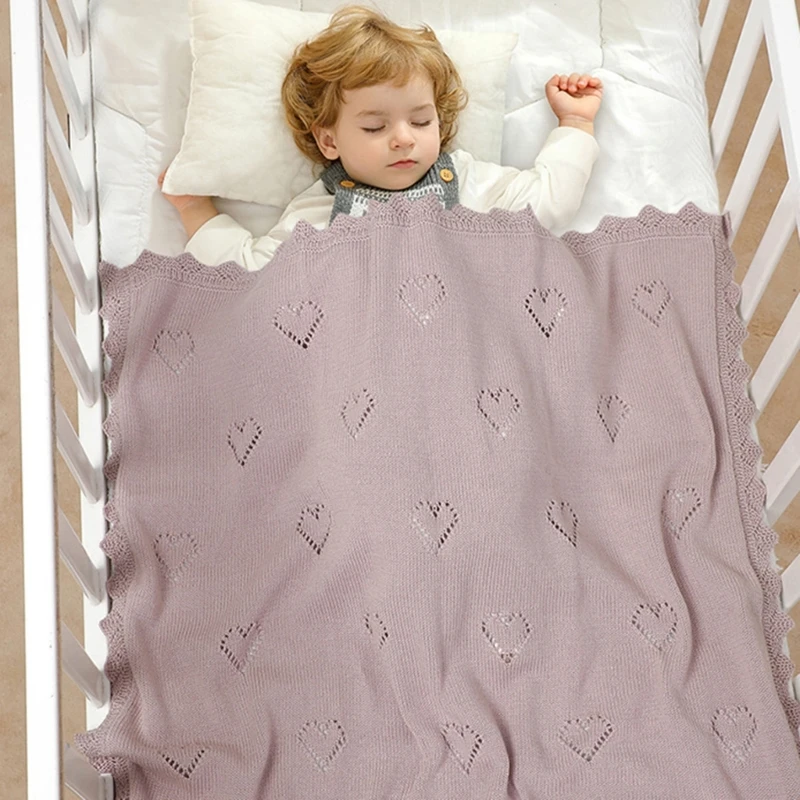  Baby Crib Blanket Cotton Fabric Sleep Quilt with Distinctive Openwork Design