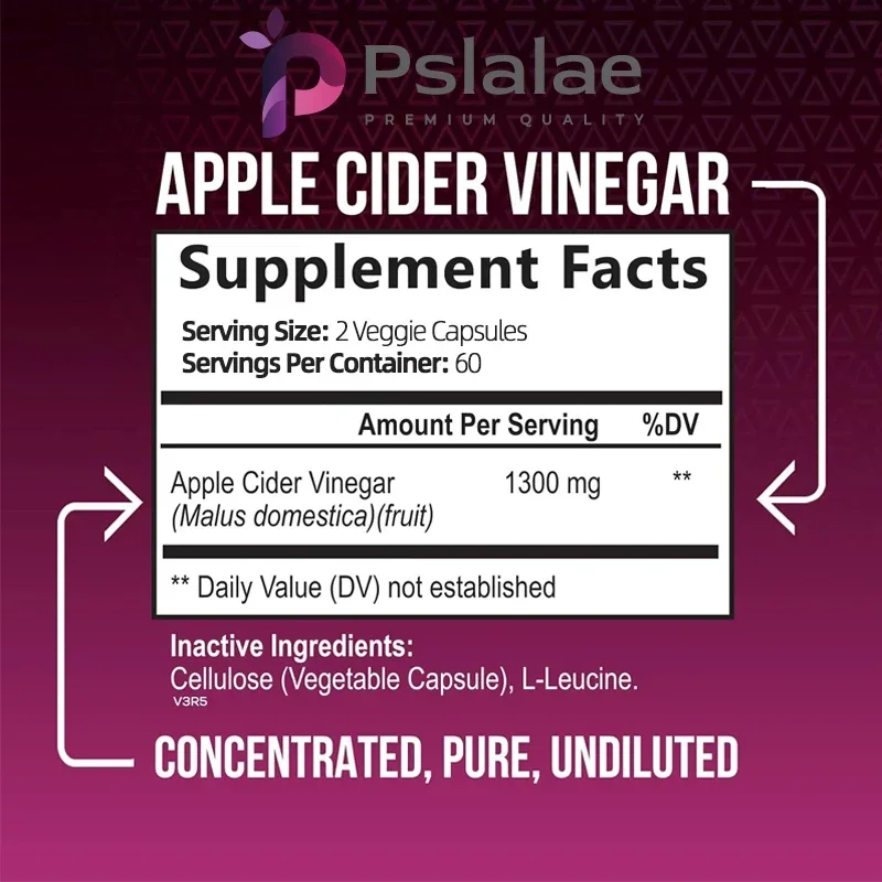 Apple Cider Vinegar Capsules - for Detoxification and Cleansing, Supporting Weight Management