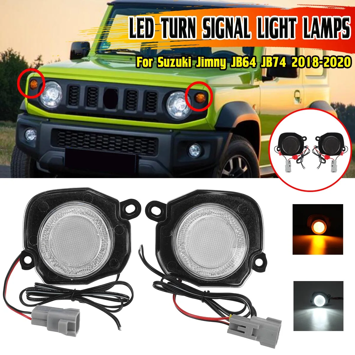 LED Car Turn Signal Light Fog Light for Suzuki Jimny JB64 JB74 2019 2020 Daytime Running Light Angel Eye Head Marker Lamp DRL