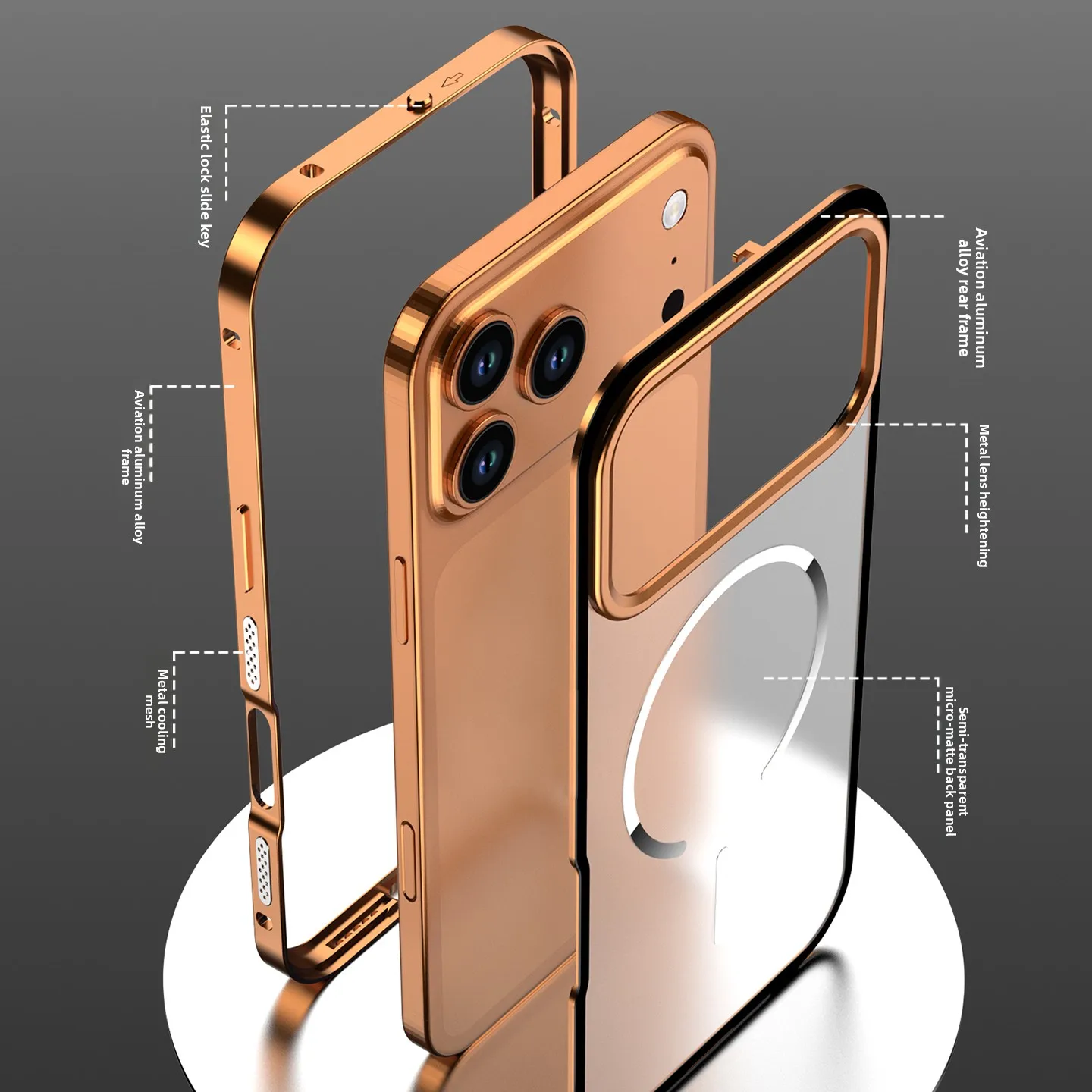 Для iPhone 17 16 15 14 13 Pro Max 17 Air чехол для телефона из алюминиевого сплава с металлической рамкой и магнитной задней крышкой из закаленного стекла.