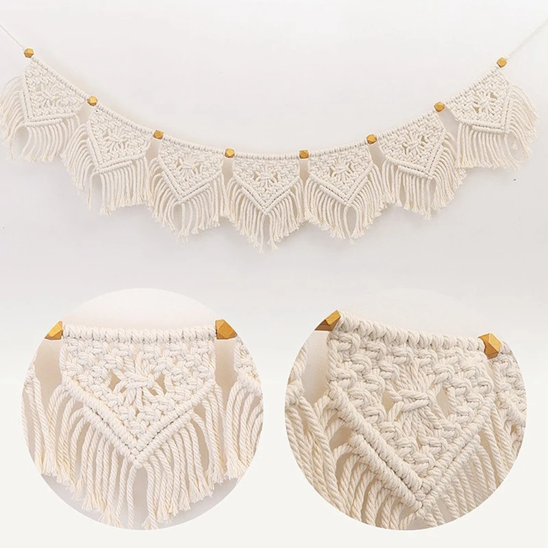 A01F-Macrame Fringed Woven Tapestry Wall Hanging Home Wall Decoration Decor Living Room Bedroom Headboard Wall Hanging
