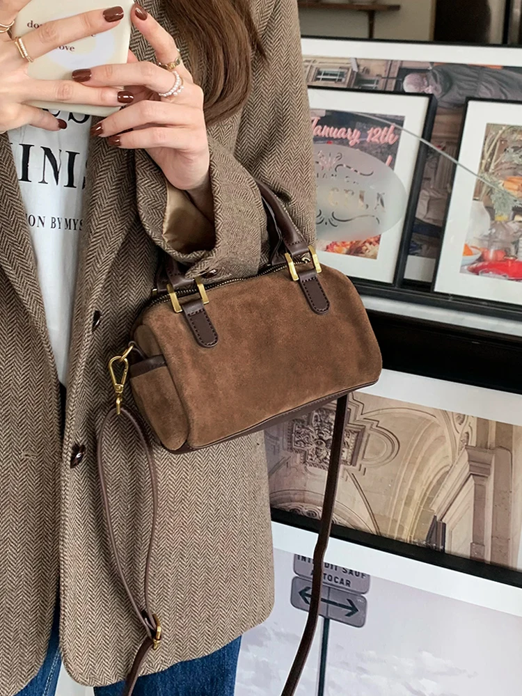 Vintage Suede Women\'s Handage Autumn Winter New Zipper Shoulder Strap Versatile Crossbody Bag Korean Style Elegant Shoulder Bags