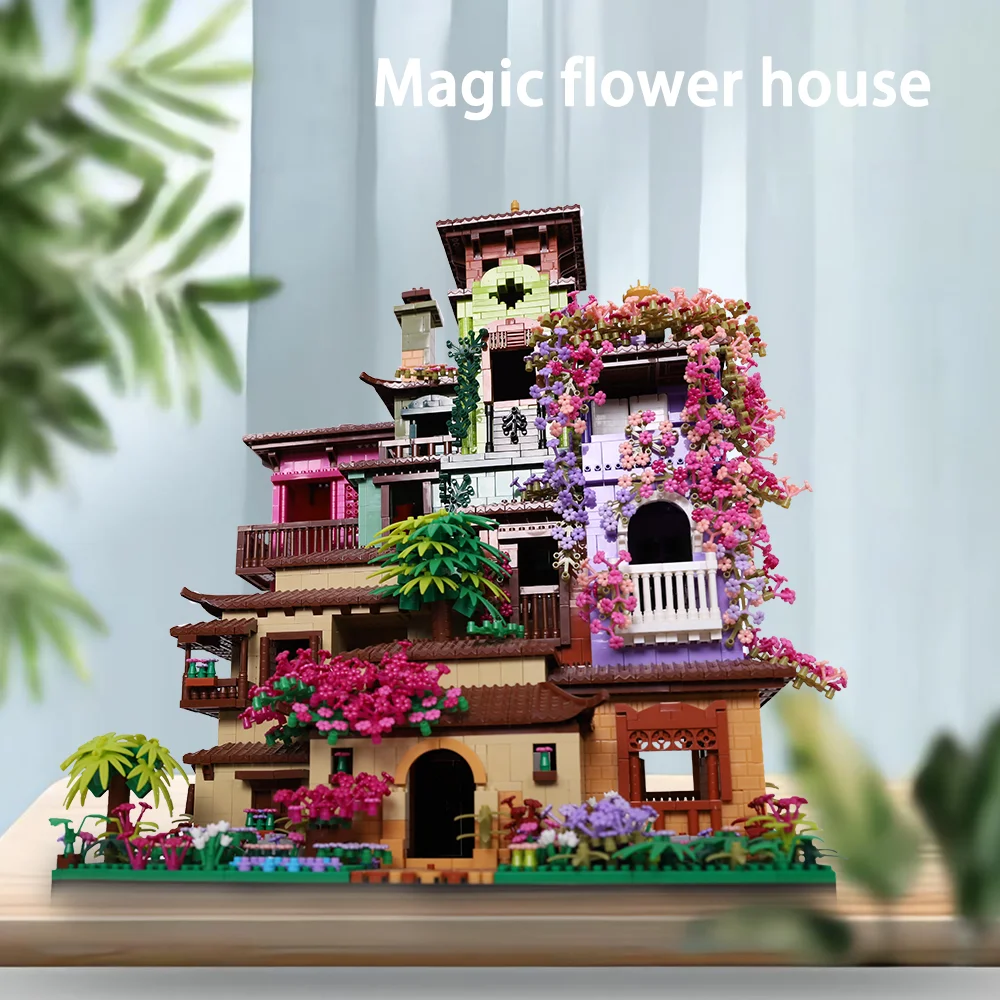 Architectuur Kersenbloesem Villa Boomhut Micro Bouwstenen Set voor Meisjes 14+ 7080PCS, Bloemenhuis Creatief Collectible