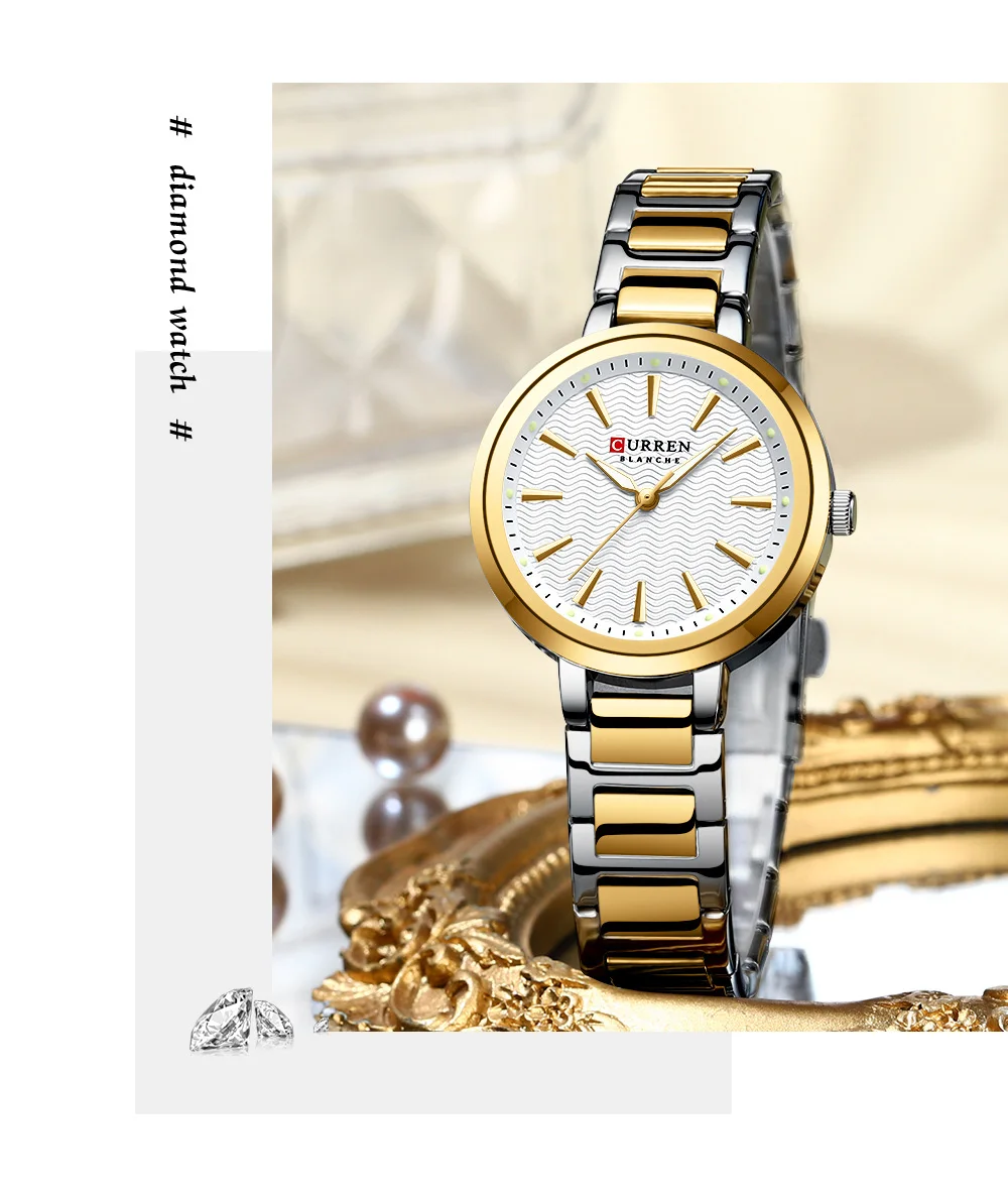 CURREN Elegante Schlichtheit Quarz-Zifferblatt-Uhr für Damen Schlankes Luxus-Zifferblatt mit Leuchtzeigern Armbanduhr für Damen – Detail 11