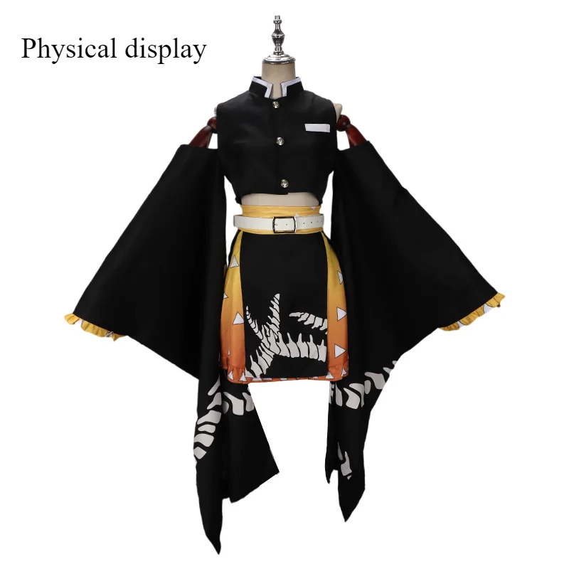 Japanese Anime Demon Slayer Kimetsu no Yaiba Agatsuma Zenitsu Cosplay Costume kids child boy Kimono Uniform Halloween Outfit