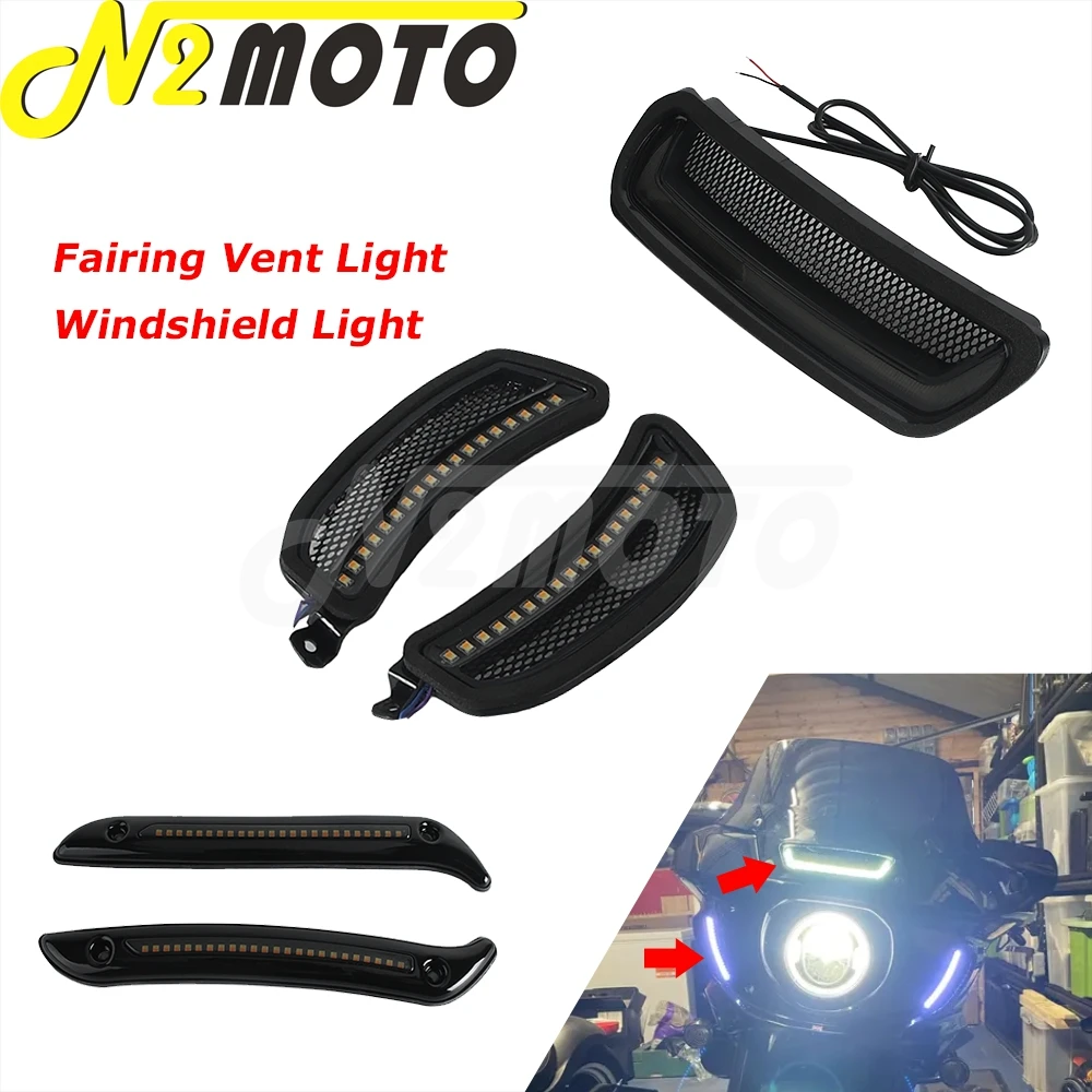 

Для Harley Low Rider ST FXLRST FXRST аксессуар для мотоцикла Tracer фара обтекатель вентиляционные акцентные лампы светодиодный указатель поворота DRL