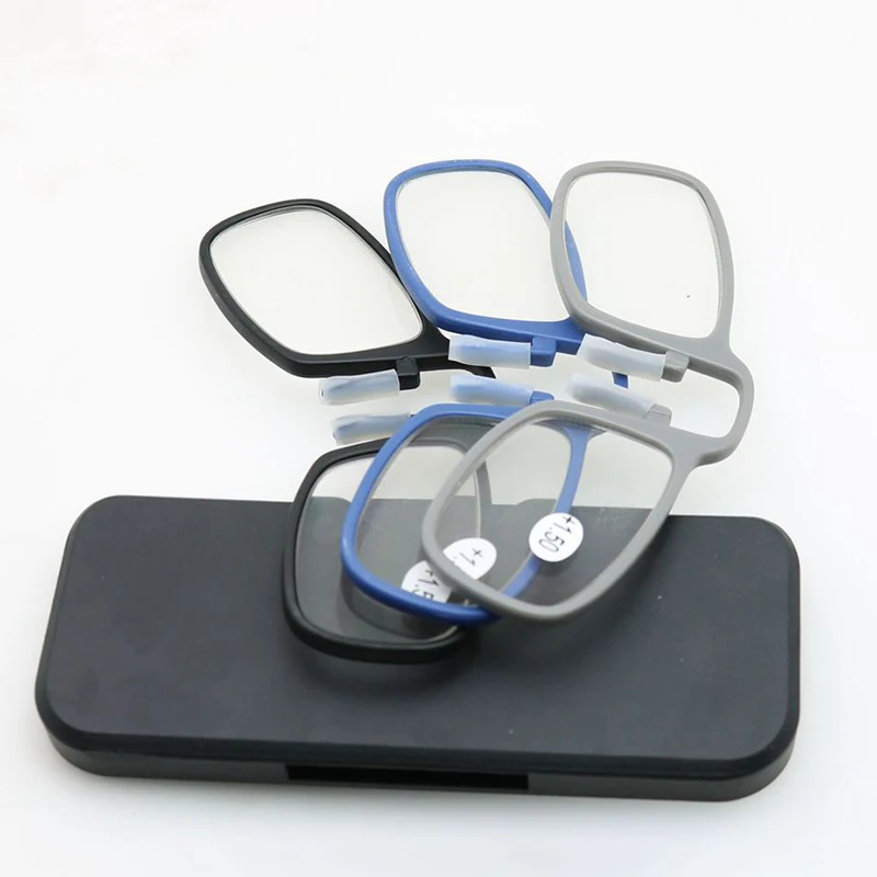 Beinlose TR90-Klemme, Nasenclip auf Lesebrille, für Männer und Frauen, tragbare Mini-Lazy-Presbyopie-Brille, mit Etui + 1 + 1,5 + 2 + 2,5 – Detail 9