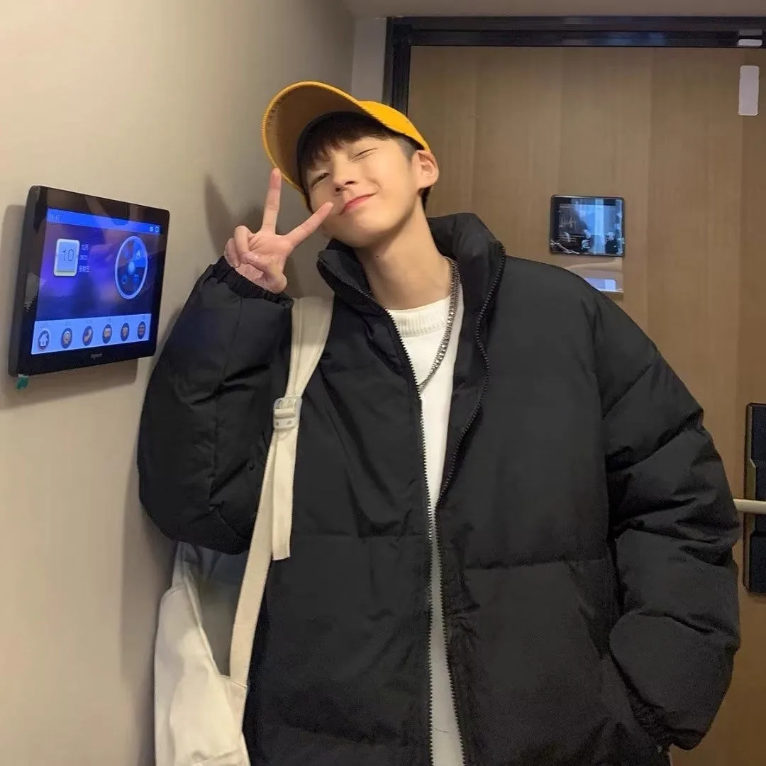 

Men's Thiened Warmth Cotton Jaet Autumn Winter Large Size Casual Spor Bread Sle Outerwear Polyester Long Sve