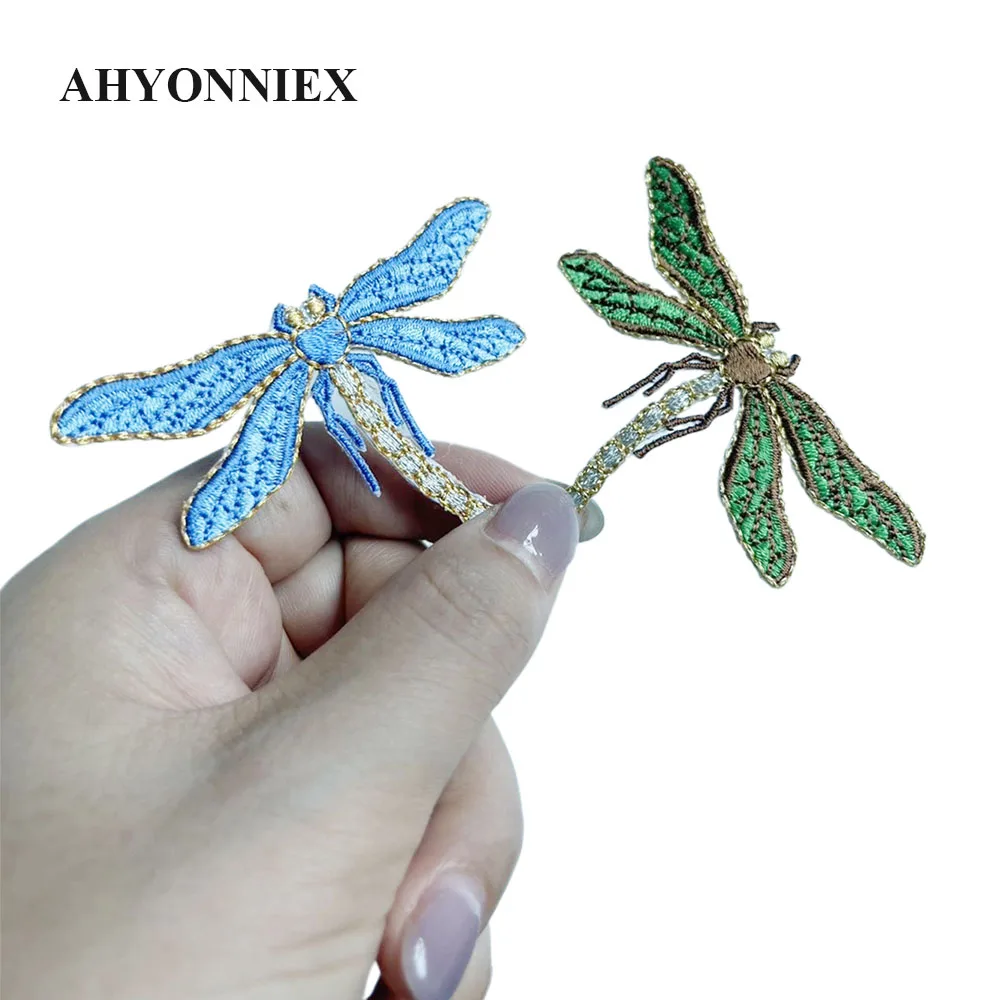 1 Piece Embroidered Dragonfly Patch Cloth Stickers for Jeans Coat Accessories Iron On Applique for DIY