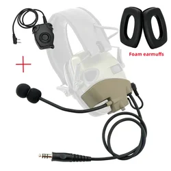 Tactical Headset Microphone Kit with Tactical PTT Foam Earmuffs for Howard Leight Impact Outdoor Sports Shooting Hunting Headset