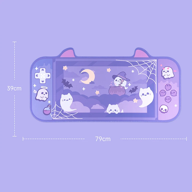 Kawaii Extra Large Gaming Mouse Pad Purple Ghost Keyboard Mousepad XXL Big Desk Mat Water Proof Nonslip Laptop Desk Accessories