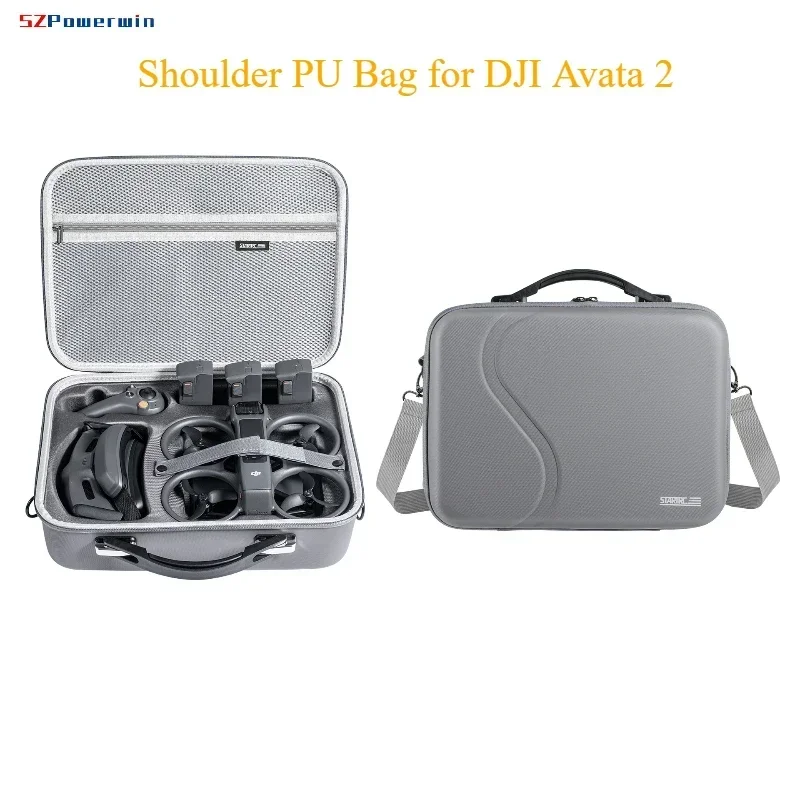 

SZPowerwin Carrying Case Shoulder PU Bag for DJI Avata 2 Drone Accessories Controller Parts Waterproof Box for DJI Goggles 3