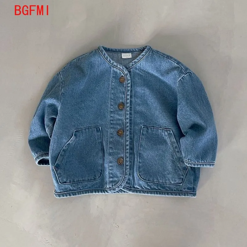 Korean Fashion Baby Boy Girl Cotton Denim Jacket Infant Toddler Child Jean Coat Kid Outwear Casual Spring Fall Kids Clothes 2-7Y