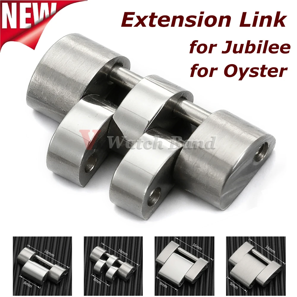 Edelstahl-Verlängerungsstück für Rolex, Seiko, Oyster und Jubilee 16x8/16x9mm Metall-Uhrenarmband Zubehör
