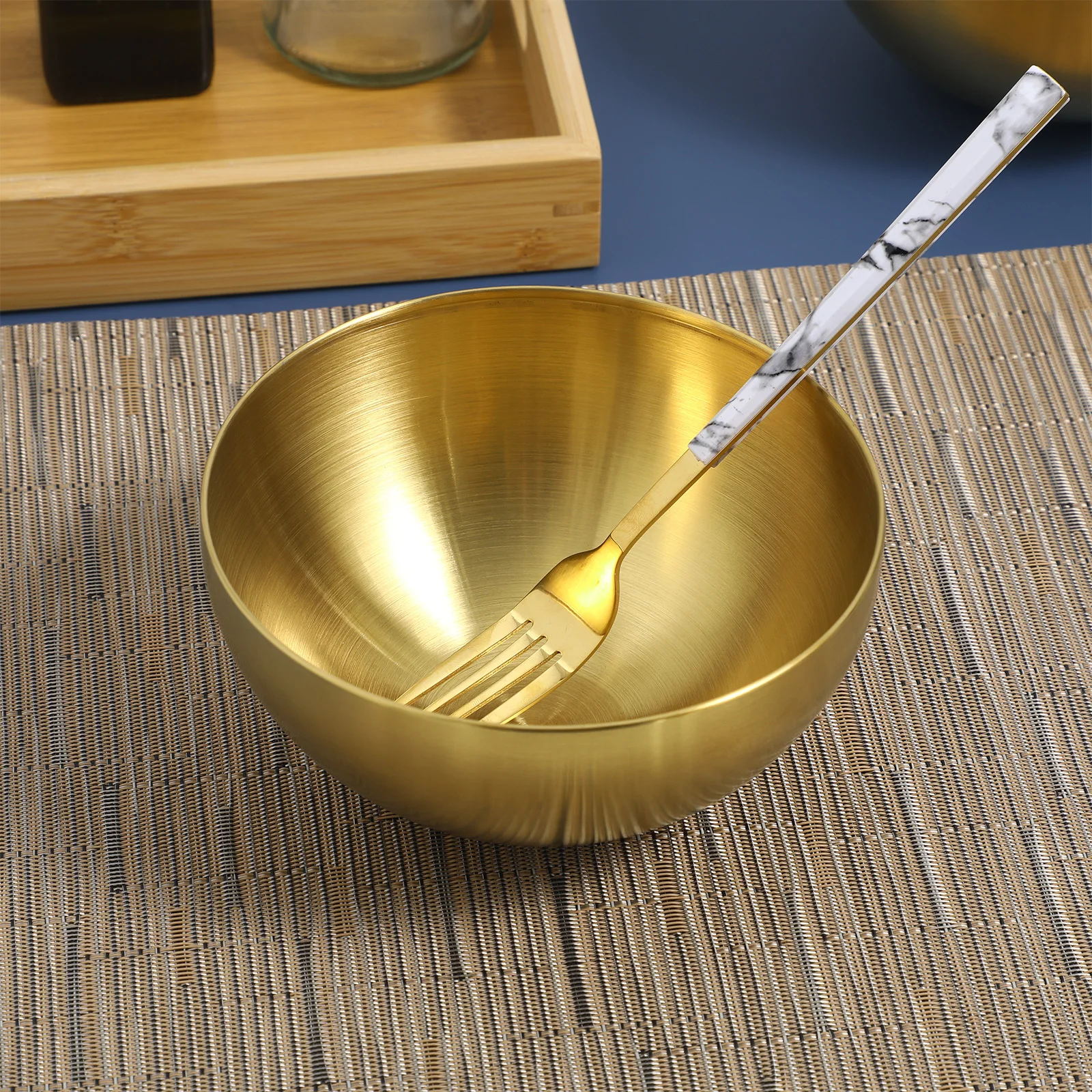 

2pcs Stainless Steel Salad Bowl Multi-Functional Food Container for Soup Noodle Rice Fruit Storage Kitchen Tableware