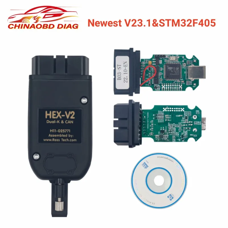 Newly Update HEX V2 V23.3 For HEX-V2 USB Interface Unlimited VINs STM32F405 ForVAG Car Diagnostic Cable