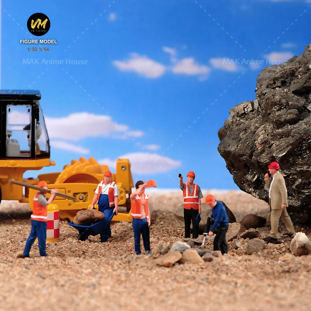 

Miniatures Figures 1/64 1/50 Construction Workers Command The Transportation Of Carts Unpainted Model Creative Scene Dolls Toys