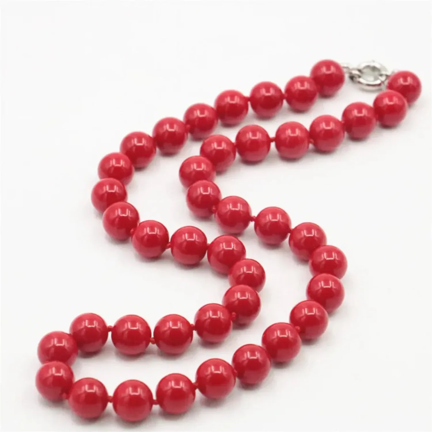 6 8 10 12mm Round Red Coral Shell Pearl Necklace Accessory Jewelry Making Beads DIY Girl Gift Female Fitting Clothing Decoration