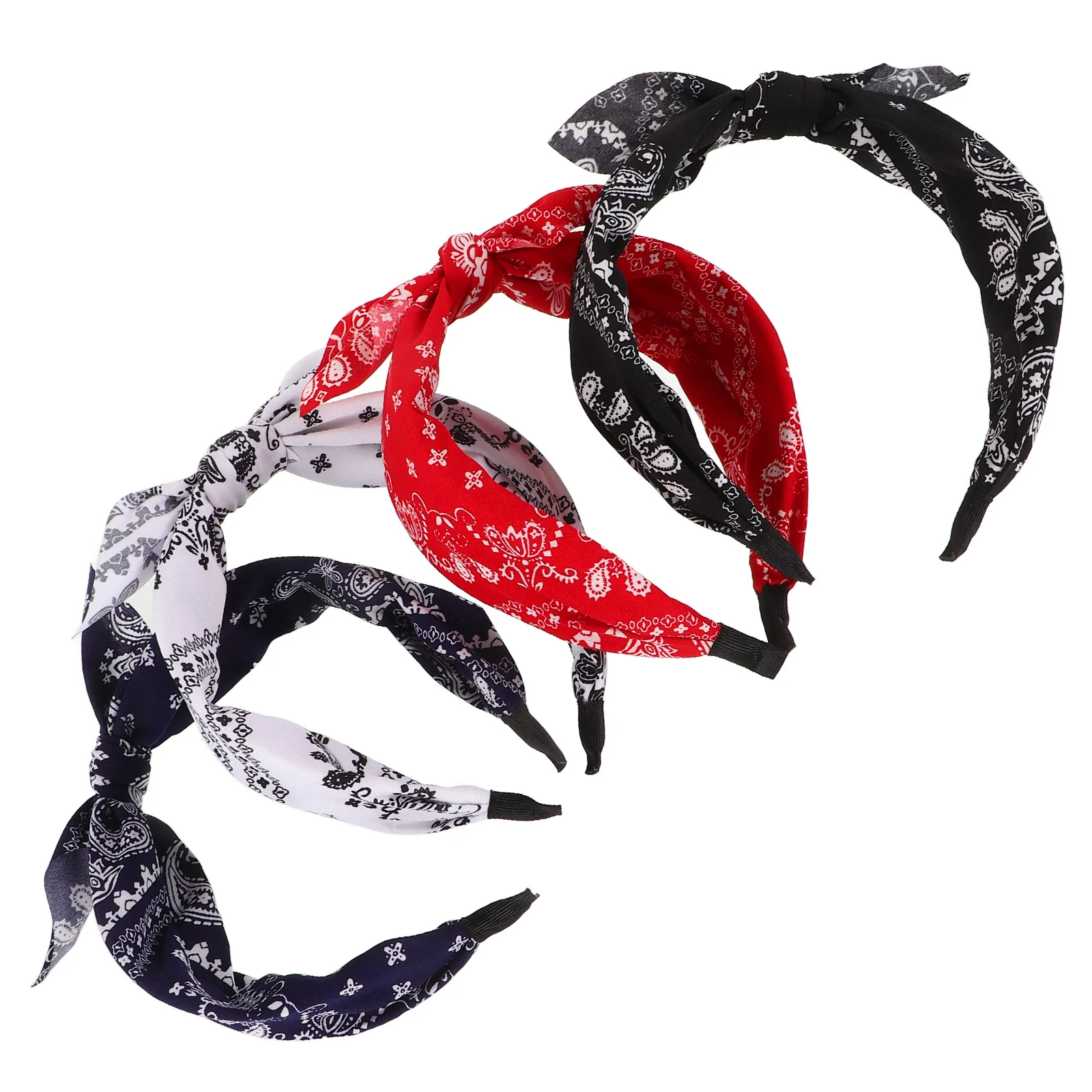 4 قطعة عصابات رأس زهرة خمر للنساء لينة مطاطا معقود إكسسوارات الشعر ريترو باندانا عقال رباط شعر أنيق للجميع #2