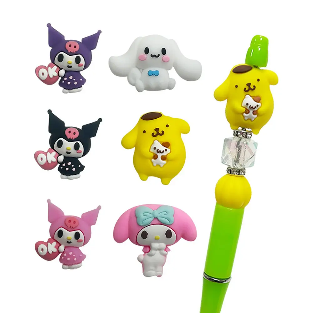 5pcs Kuromi Melody Cinnamoroll 3D focal Silicone beads Teether Jewelry Beads Food Grade For pen Pacifier Chain