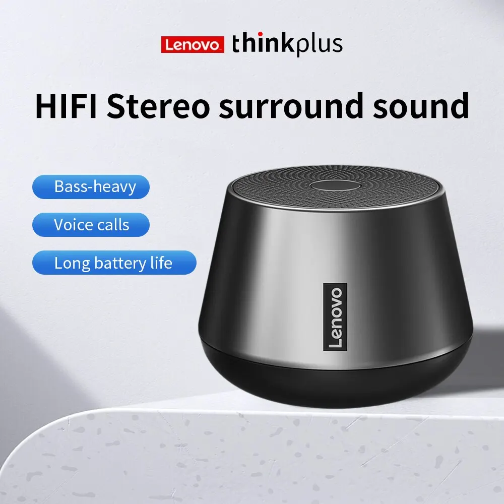 Lenovo-HautréusBluetooth K3 Pro avec microphone, haut-parleur sans fil portable, lecteur de musique, son stéréo HiFi, caisson de basses, extérieur