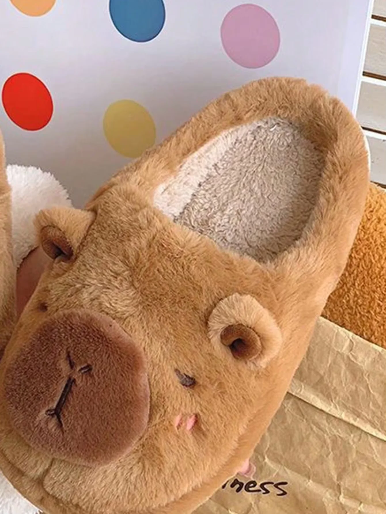 Paar-Stil Capybara Plüsch-Hausschuhe, Winter Fleece-Gefütterte Warme Rutschfeste Weiche Sohle Unisex Indoor-Pantoffeln – Detail 4