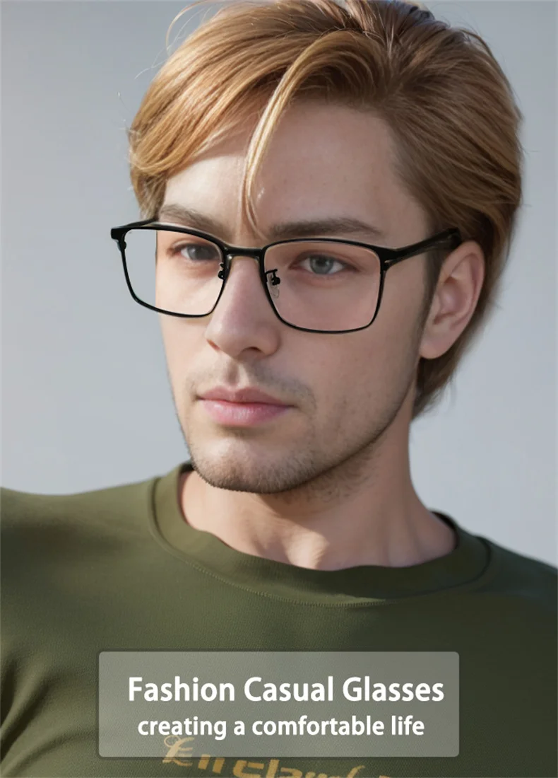 Hochwertige ultraleichte Retro-Lesebrille aus reinem Titan und Metall, Anti-Blaulicht-Lesebrille für Herren, quadratische Presbyopie-Brille – Detail 1