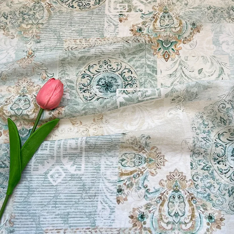 

1 ярд, уникальный узор, цифровая печать, парча, хлопчатобумажная ткань для лоскутного шитья, юбка, классическая рубашка, сумка, ткань Cheongsam