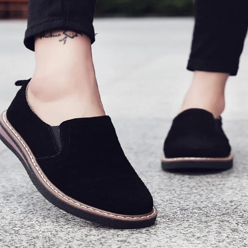 STRONGSHEN New Spring Flat scarpe da donna in pelle scamosciata scarpe Casual tacco basso scarpe da donna nere mocassini piatti Jazz Oxford