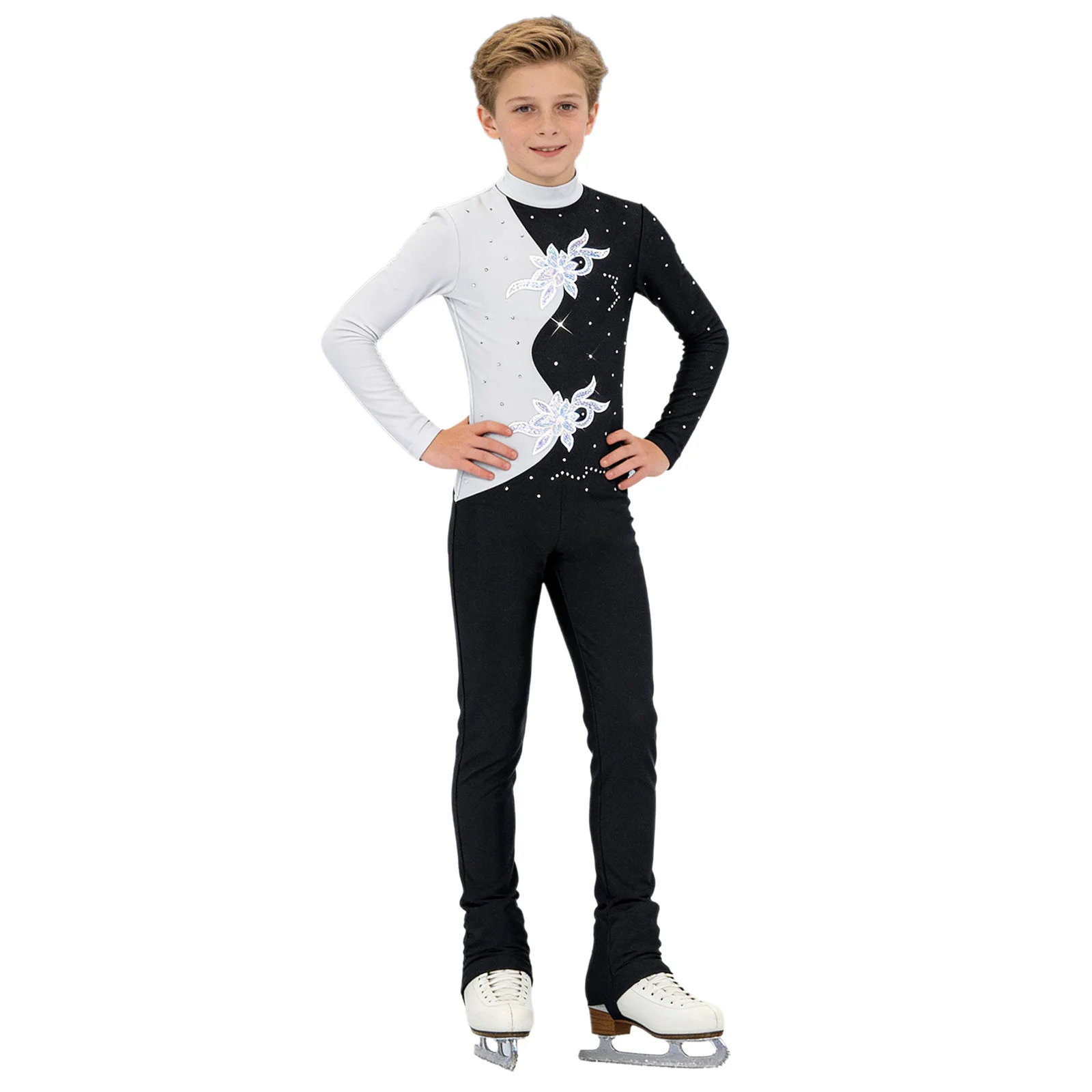 Teens Ice Skating Costume Jumpsuits Kids Gymnastics Dance Leotard Boy's Figure Skating Bodysuits Rhythmic Gymnastic Bodysuit