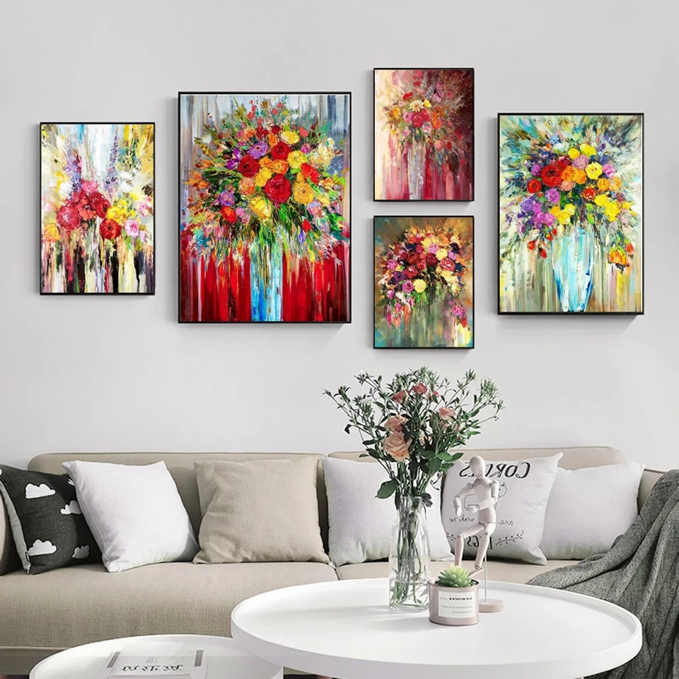 

Retro abstract diamond painting flowers roses retro graffiti art poster diamond mosaic living room bedroom home decoration mural