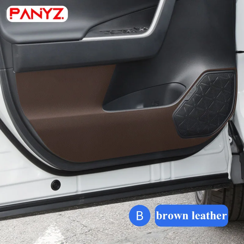 for Toyota RAV4 RAV-4 2023 2022 2021 2020 Accessories Leather Carbon Fiber Sticker Door Anti Kick Cover Protection Mat