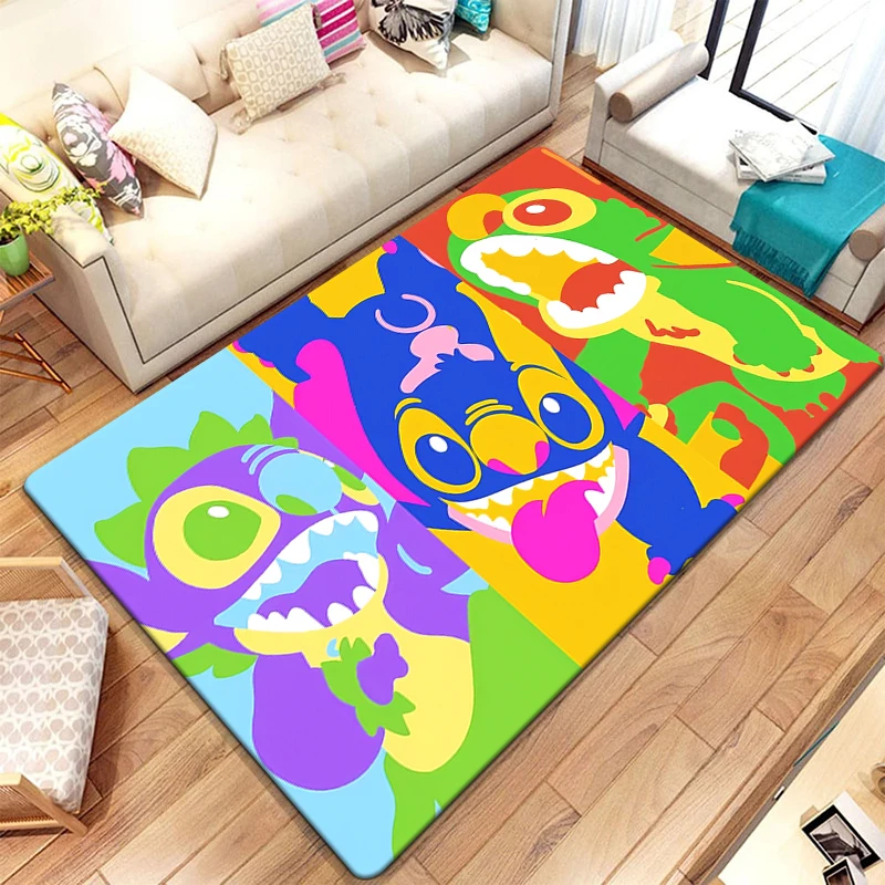 MINISO Cartoon Stitch HD Large Area Printed Carpet,Bathroom,Living Room,Sofa,Table,Rug.Picnic,Camping,Door,Toilet,Kitchen Mat.