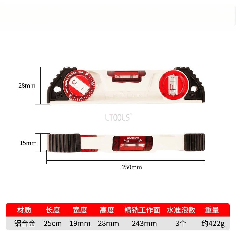 Professional Spirit Level Magnetic Cast Aluminum Level High Precision Solid Anti-fall 360° Rotary Level Furniture Installation