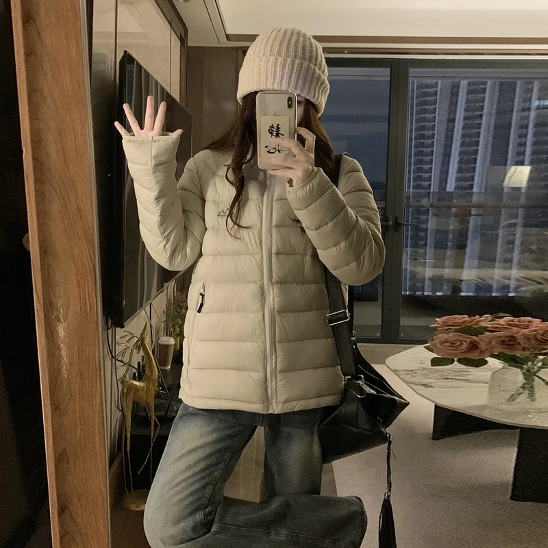Lightweight Slim Fit Hooded down Cotton Jacket Women's Small Size Large Size Loose Outerwear Korean Style Commute Fashion