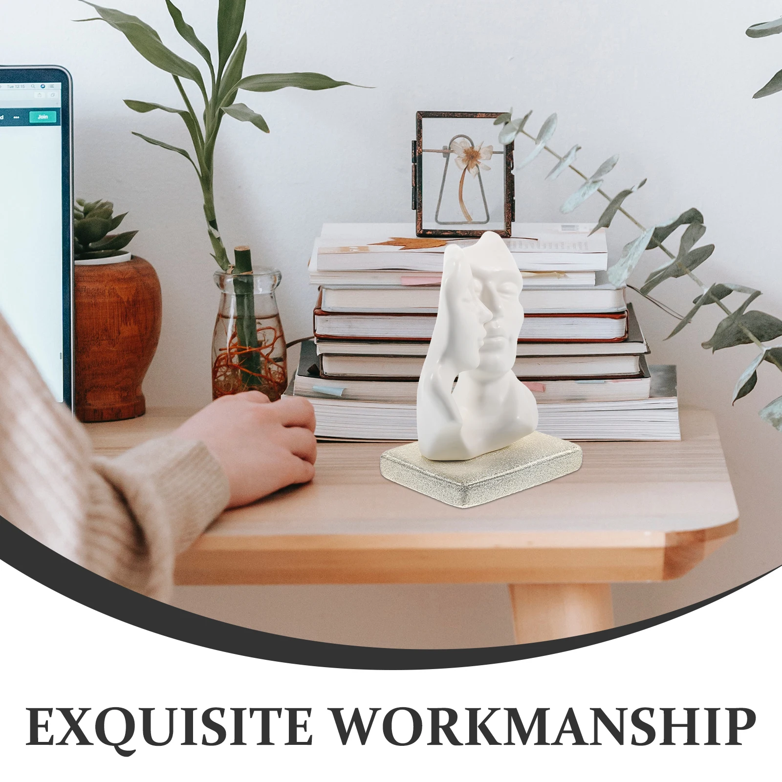 

Romantic Ceramic Couple Desktop Statue Home Decor Art Craft Bedroom Ornament Lover Sculpture Valentine Gift Abstract Pair