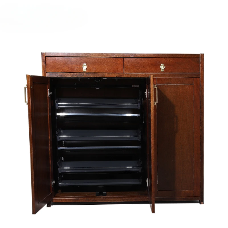 

Three-door solid wood rotating shoe cabinet, multi-layer large-capacity, ultra-thin pure solid wood with rotating shoe rack
