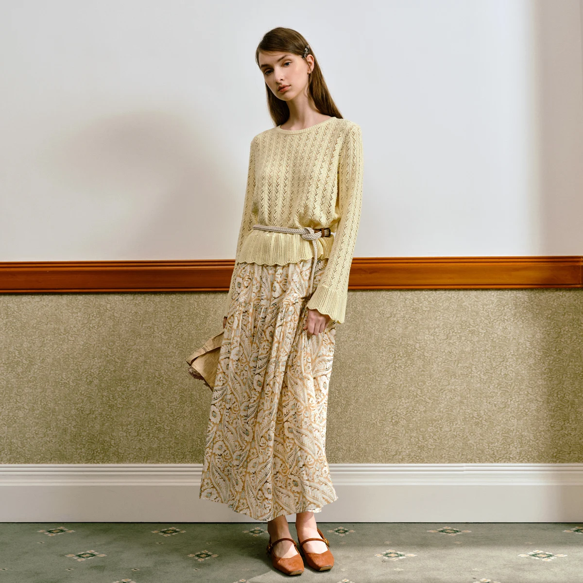 

OLrain Woman Knitted Sweater 2025 Autumn New Solid Hollow Out Pullover Loose Long Sleeve O-neck Wool Jumper Female O57QZ000289