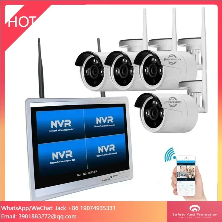 

Security Screen DVR Supporting Built in Hard Disk Drive 12.5" LCD NVR Wifi Camera Kit 4CH 1080P Wireless CCTV System