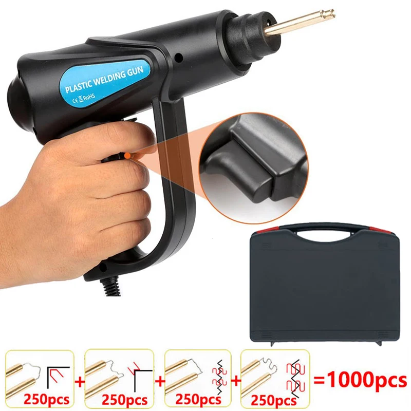 hot staplers plastic welding machine pistola de calor para carro bumper kit de reparo de crack ferro de solda ferramenta de garagem soldador pvc 1000 pcs 01