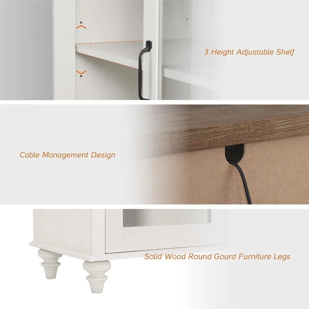 Farmhouse TV Stand and Coffee Table Set of 2, Entertainment Center for 70 Inch TV, Modern Coffee Table with Storage Cabinet, 2