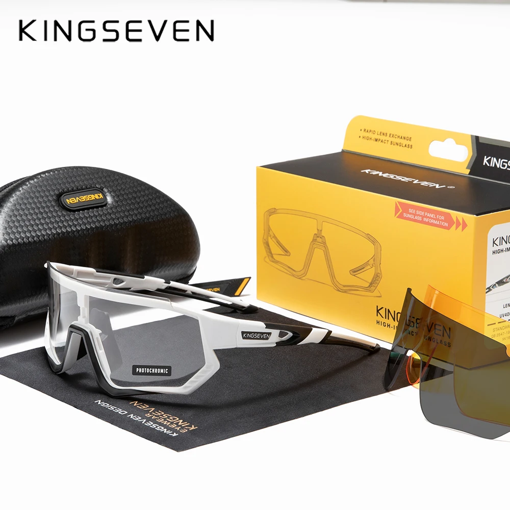 KINGSEVEN occhiali da ciclismo fotocromatici uomo polarizzati Anti-UV400 bici bicicletta Sport occhiali da sole arrampicata donna visione notturna