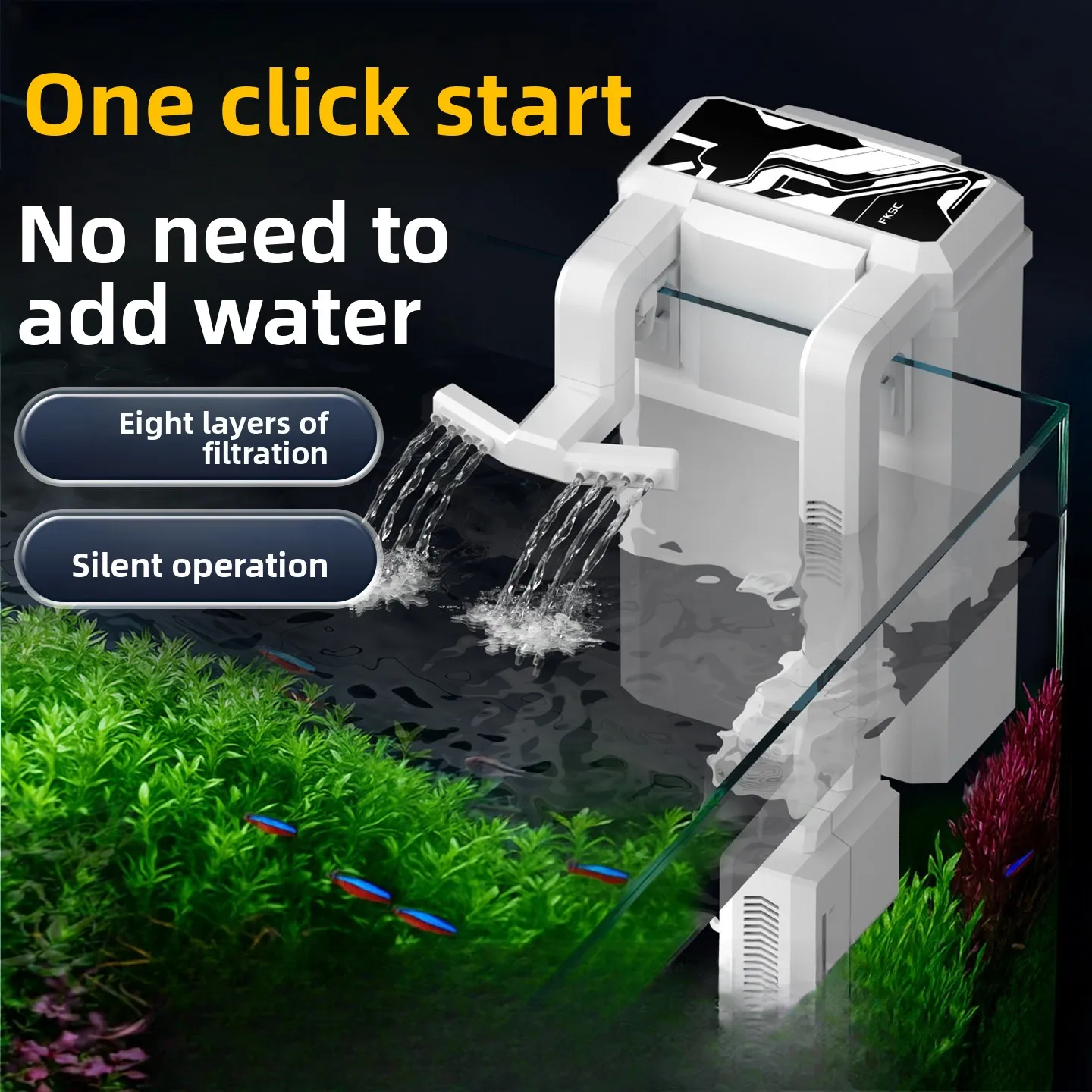 Wall mounted fish tank filter ultra quiet external filtration oxygen generation three in one integrated machine system