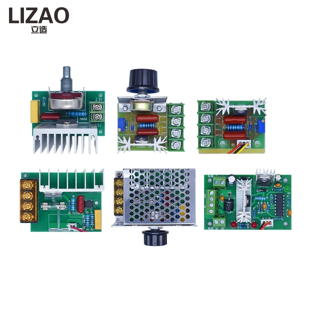 Regulador de Tensão SCR LIZAO AC220V 4000W, Dimmer Eletrônico de Alta Potência e Módulo Controlador de Velocidade de Motor